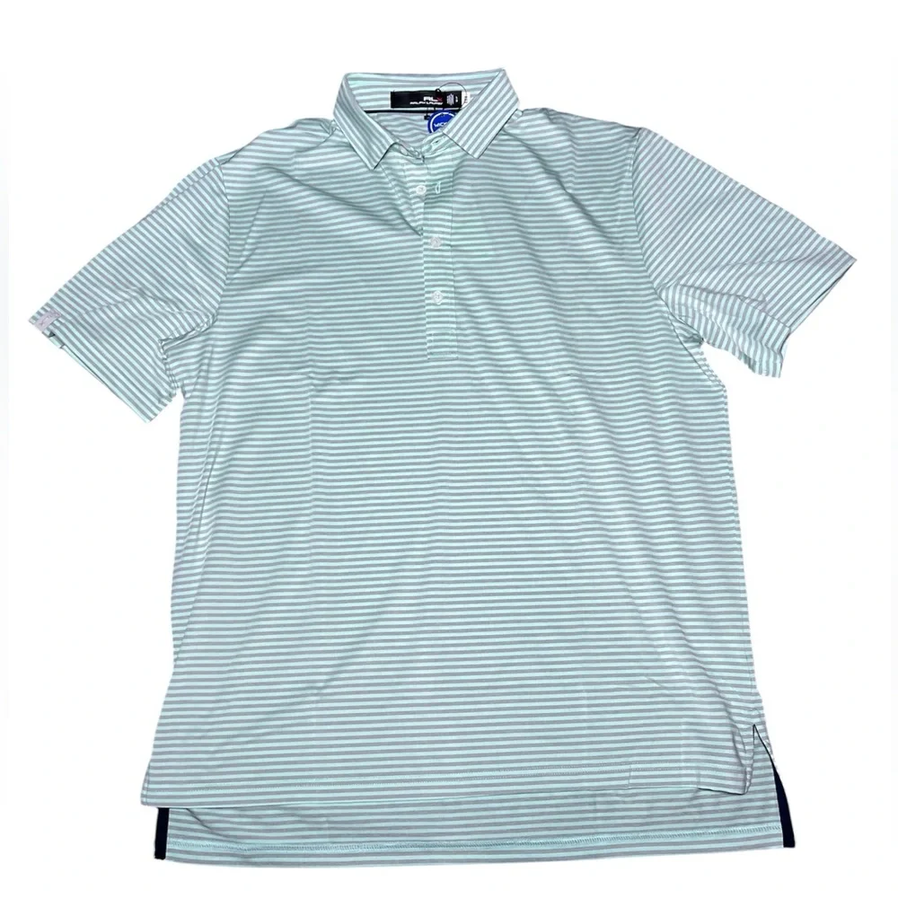 Ralph Lauren Men's Golf Polo Shirt - Light green and gray Stripes men’s L